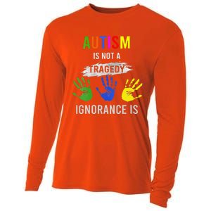 Autism Is Not A Tragedy Ignorance Is Funny Autism Cooling Performance Long Sleeve Crew