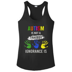 Autism Is Not A Tragedy Ignorance Is Funny Autism Ladies PosiCharge Competitor Racerback Tank