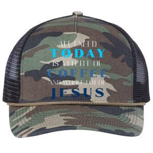 All I Need Today Is A Little Coffee And A Whole Lot Of Jesus Retro Rope Trucker Hat Cap