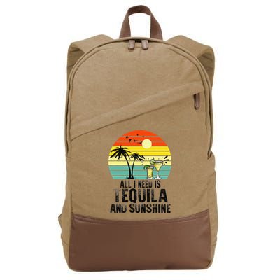 All I Need Is Tequila And Sunshine Beach Vacation Summer Cotton Canvas Backpack