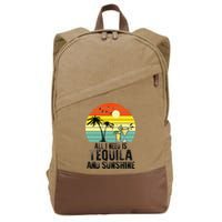 All I Need Is Tequila And Sunshine Beach Vacation Summer Cotton Canvas Backpack