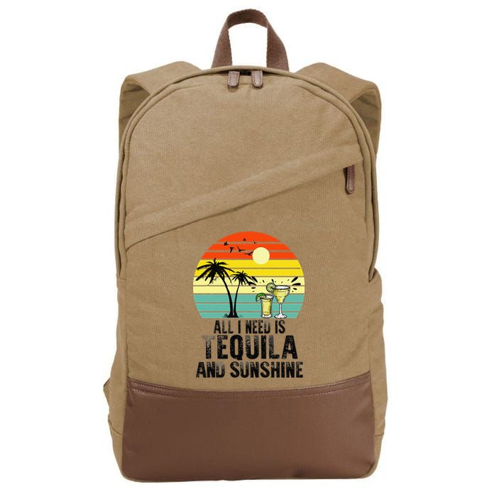 All I Need Is Tequila And Sunshine Beach Vacation Summer Cotton Canvas Backpack