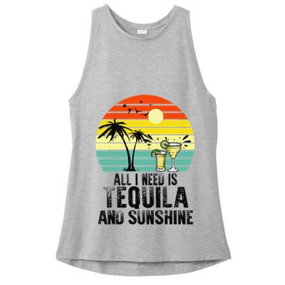 All I Need Is Tequila And Sunshine Beach Vacation Summer Ladies PosiCharge Tri-Blend Wicking Tank