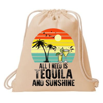 All I Need Is Tequila And Sunshine Beach Vacation Summer Drawstring Bag