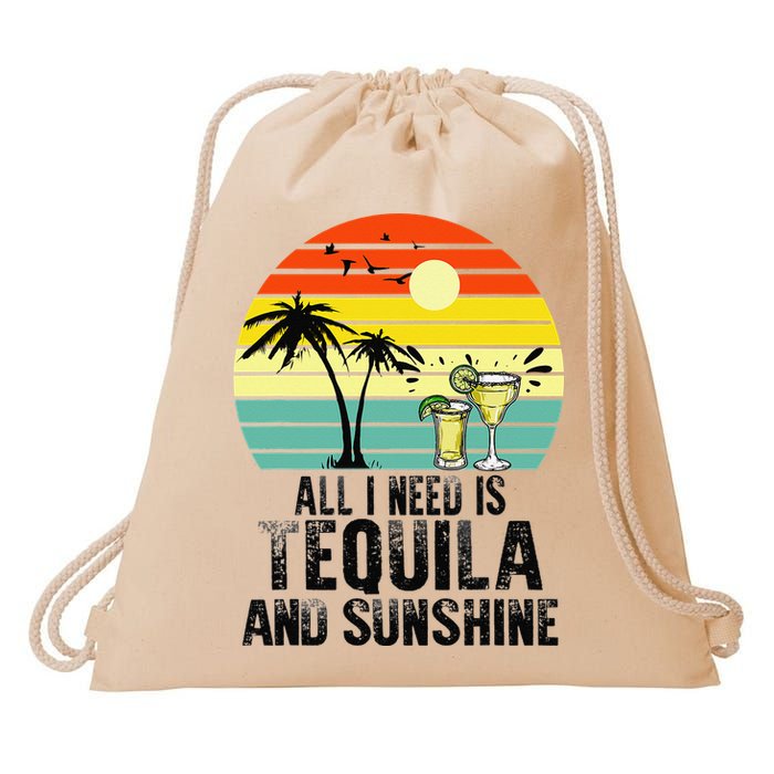 All I Need Is Tequila And Sunshine Beach Vacation Summer Drawstring Bag