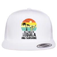 All I Need Is Tequila And Sunshine Beach Vacation Summer Flat Bill Trucker Hat