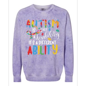 Autism Is Not A Disability It's A Different Ability Support Cute Gift Colorblast Crewneck Sweatshirt