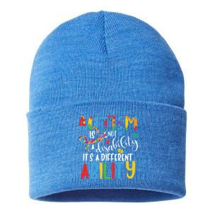 Autism Is Not A Disability It's A Different Ability Support Cute Gift Sustainable Knit Beanie