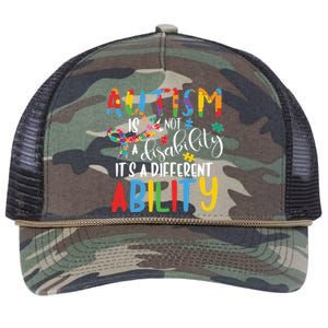 Autism Is Not A Disability It's A Different Ability Support Cute Gift Retro Rope Trucker Hat Cap