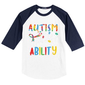 Autism Is Not A Disability It's A Different Ability Support Cute Gift Baseball Sleeve Shirt