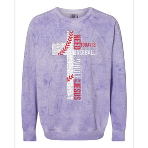 All I Need Is Baseball & Jesus Christian Cross Faith Colorblast Crewneck Sweatshirt