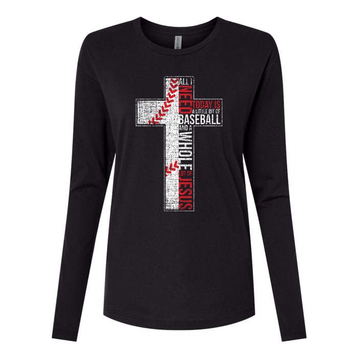 All I Need Is Baseball & Jesus Christian Cross Faith Womens Cotton Relaxed Long Sleeve T-Shirt