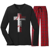 All I Need Is Baseball & Jesus Christian Cross Faith Women's Long Sleeve Flannel Pajama Set 