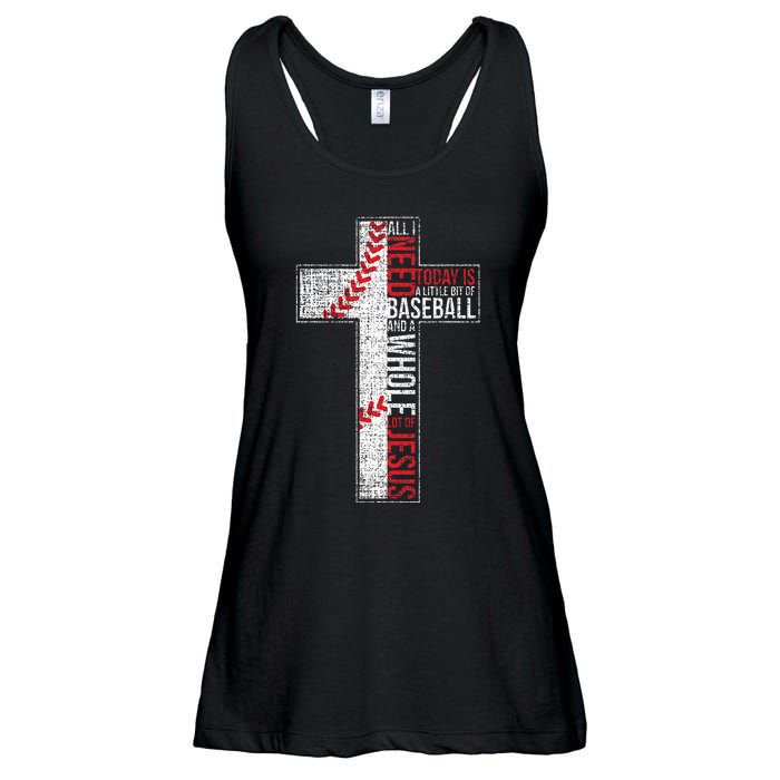 All I Need Is Baseball & Jesus Christian Cross Faith Ladies Essential Flowy Tank