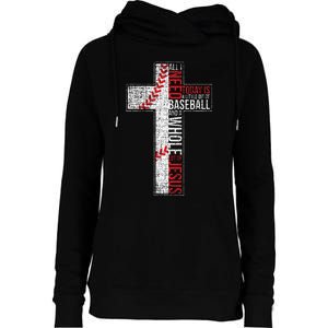 All I Need Is Baseball & Jesus Christian Cross Faith Womens Funnel Neck Pullover Hood