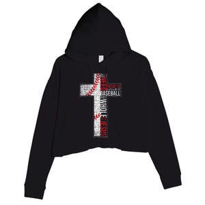 All I Need Is Baseball & Jesus Christian Cross Faith Crop Fleece Hoodie