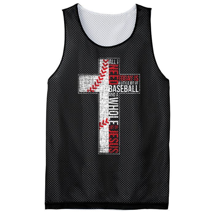 All I Need Is Baseball & Jesus Christian Cross Faith Mesh Reversible Basketball Jersey Tank