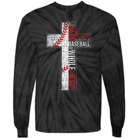 All I Need Is Baseball & Jesus Christian Cross Faith Tie-Dye Long Sleeve Shirt