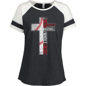 All I Need Is Baseball & Jesus Christian Cross Faith Enza Ladies Jersey Colorblock Tee