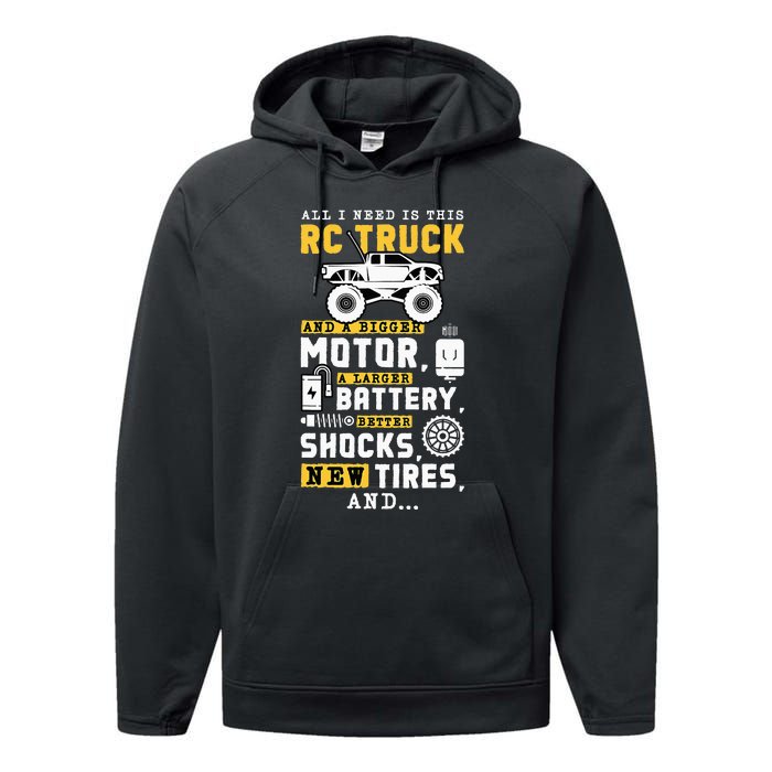 All I Need Is This RC Truck And A Bigger Motor RC Car Racing Performance Fleece Hoodie