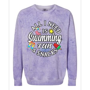 All I Need Is Swimming Fun And Snacks Swimmers Summer Cute Gift Colorblast Crewneck Sweatshirt