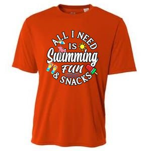 All I Need Is Swimming Fun And Snacks Swimmers Summer Cute Gift Cooling Performance Crew T-Shirt