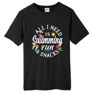 All I Need Is Swimming Fun And Snacks Swimmers Summer Cute Gift Tall Fusion ChromaSoft Performance T-Shirt