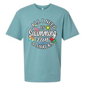 All I Need Is Swimming Fun And Snacks Swimmers Summer Cute Gift Sueded Cloud Jersey T-Shirt