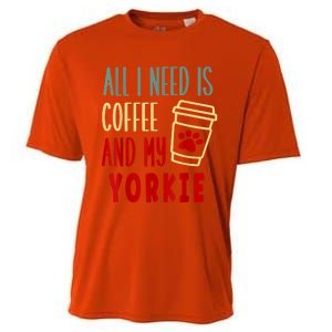 ALL I NEED IS COFFEE AND MY YORKIE Cooling Performance Crew T-Shirt