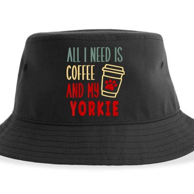 ALL I NEED IS COFFEE AND MY YORKIE Sustainable Bucket Hat