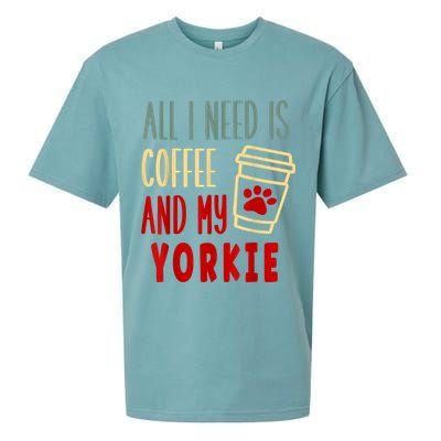 ALL I NEED IS COFFEE AND MY YORKIE Sueded Cloud Jersey T-Shirt