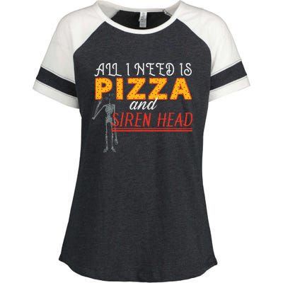 Alls I Need Is Pizza And Siren Head Enza Ladies Jersey Colorblock Tee