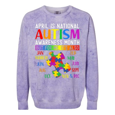 April Is National Autism Awareness Month Colorblast Crewneck Sweatshirt