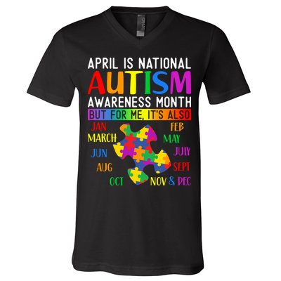 April Is National Autism Awareness Month V-Neck T-Shirt