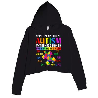 April Is National Autism Awareness Month Crop Fleece Hoodie
