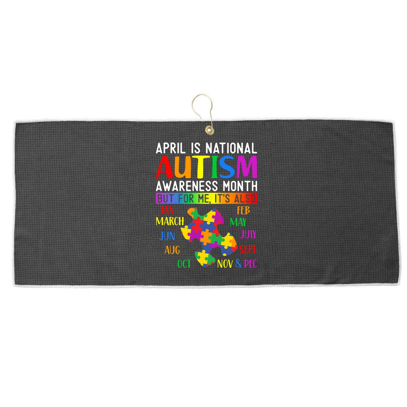 April Is National Autism Awareness Month Large Microfiber Waffle Golf Towel