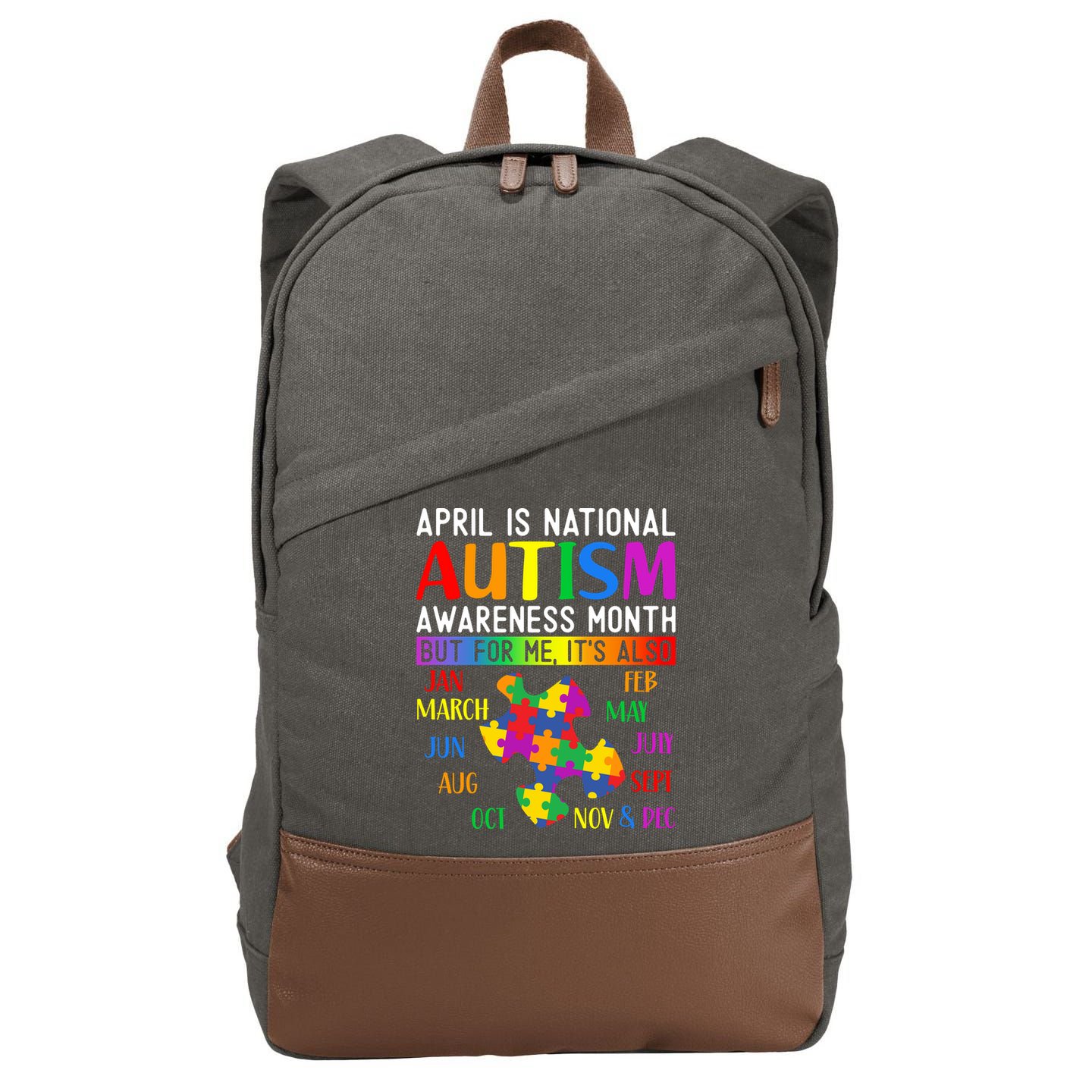 April Is National Autism Awareness Month Cotton Canvas Backpack