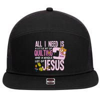 All I Need Is Quilting And Jesus Funny Christian Quilter 7 Panel Mesh Trucker Snapback Hat