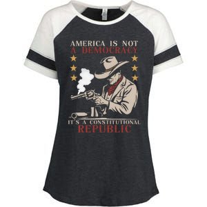 America Is Not A Democracy ItS A Constitutional Republic Enza Ladies Jersey Colorblock Tee