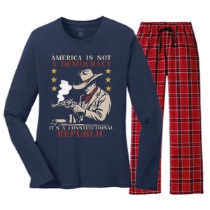 America Is Not A Democracy ItS A Constitutional Republic Women's Long Sleeve Flannel Pajama Set 