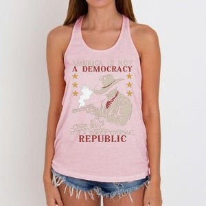 America Is Not A Democracy ItS A Constitutional Republic Women's Knotted Racerback Tank