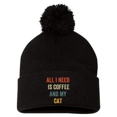 All I Need Is Coffee And My Cat Pom Pom 12in Knit Beanie