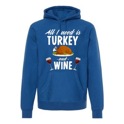 All I Need Is Turkey And Wine Funny Thanksgiving Gift Great Gift Premium Hoodie