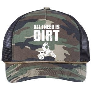 All I Need Is Dirt Bike Motocross OffRoading Retro Rope Trucker Hat Cap