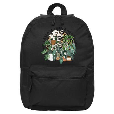 All I Need Is Coffee And Plants Funny Skeleton Gardening Lover 16 in Basic Backpack