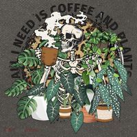All I Need Is Coffee And Plants Funny Skeleton Gardening Lover Cotton Canvas Backpack