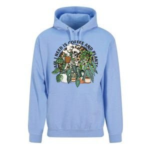 All I Need Is Coffee And Plants Funny Skeleton Gardening Lover Unisex Surf Hoodie