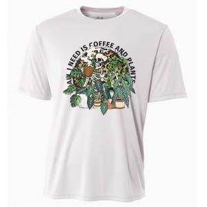 All I Need Is Coffee And Plants Funny Skeleton Gardening Lover Cooling Performance Crew T-Shirt