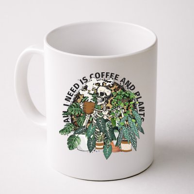 All I Need Is Coffee And Plants Funny Skeleton Gardening Lover Mug