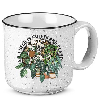 All I Need Is Coffee And Plants Funny Skeleton Gardening Lover 15oz Campfire Ceramic Mug